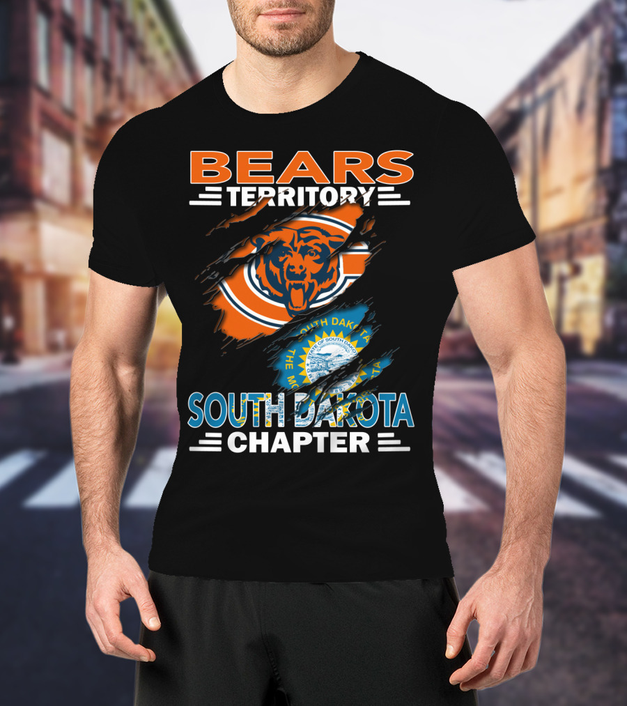Bears Territory South Dakota Chapter Logo With Chicago Bears And State Emblem T-Shirt