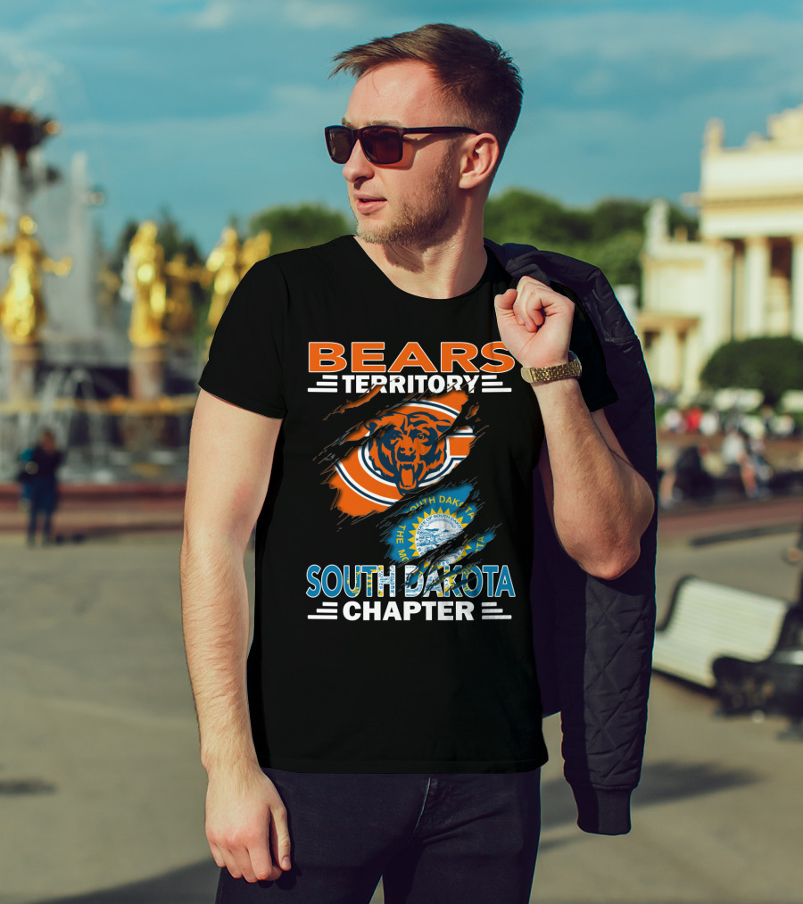 Bears Territory South Dakota Chapter Logo With Chicago Bears And State Emblem T-Shirt