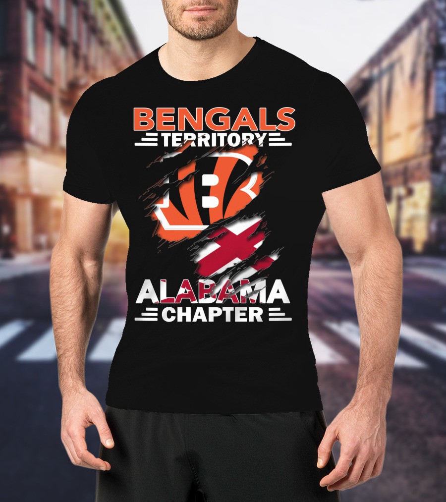 Bengals Territory Alabama Chapter Logo Featuring Torn Flag T-Shirt
