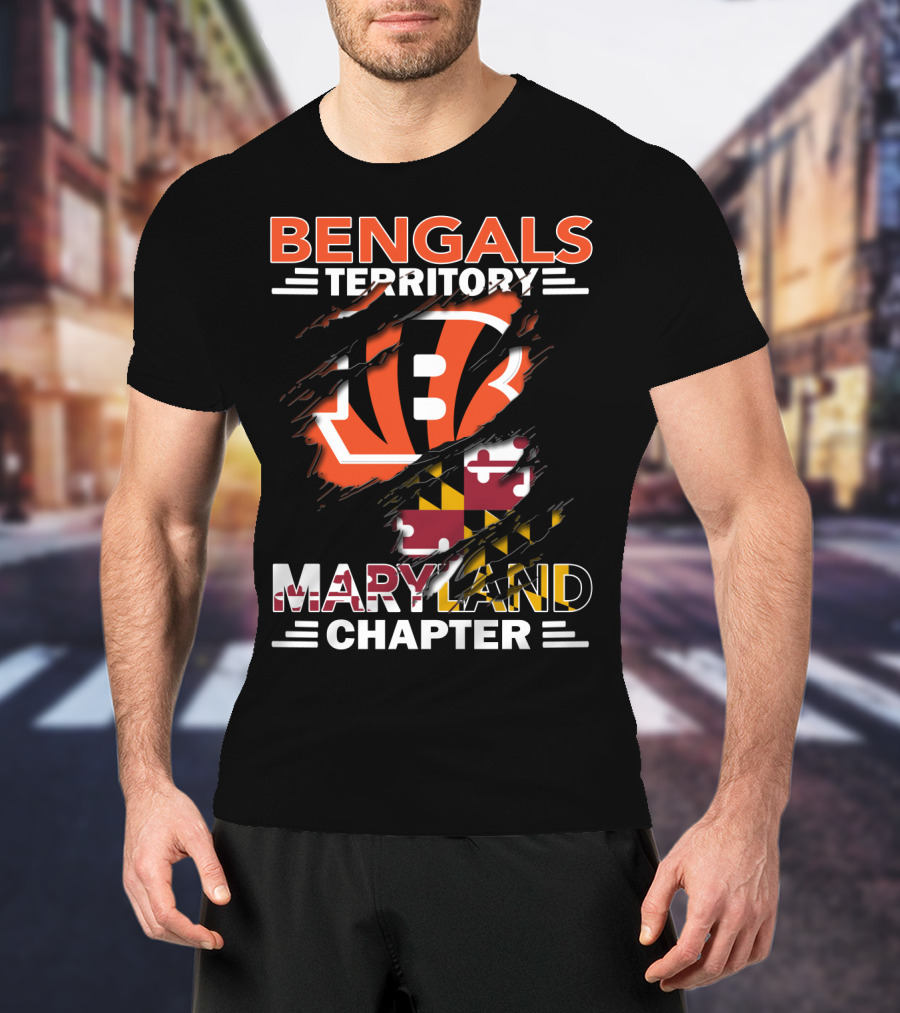Bengals Territory Maryland Chapter Cincinnati Bengals Logo Maryland Flag T-Shirt