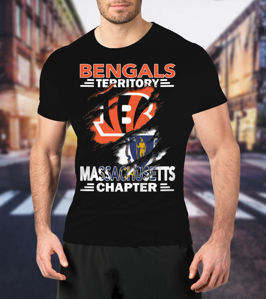 Bengals Territory Massachusetts Chapter Logo With Iconic Symbols T-Shirt