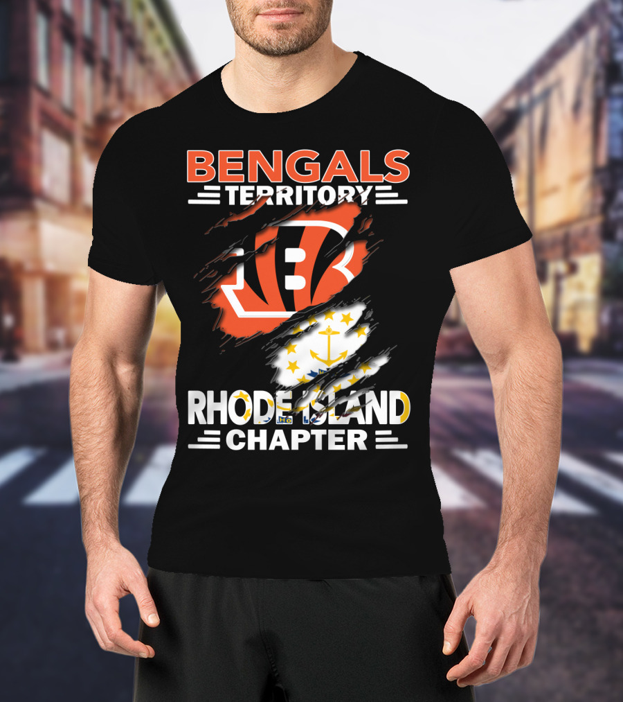 Bengals Territory Rhode Island Chapter Logo With State Flag Elements T-Shirt