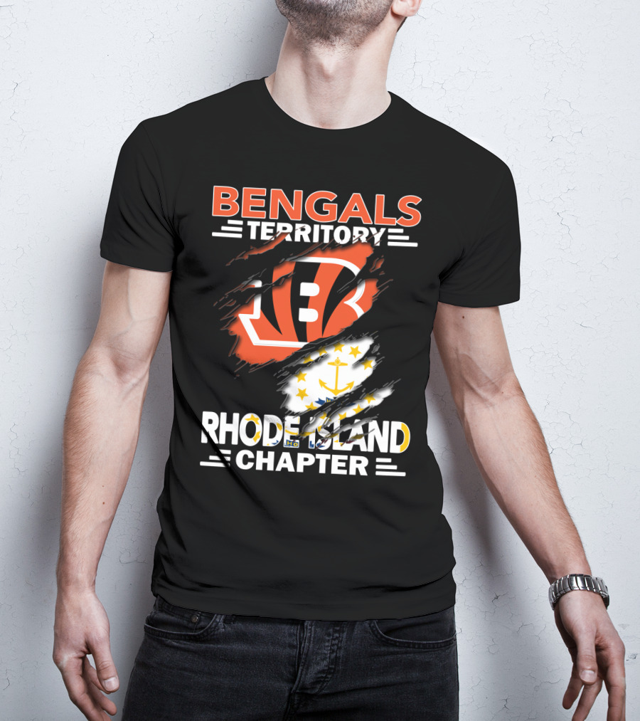 Bengals Territory Rhode Island Chapter Logo With State Flag Elements T-Shirt