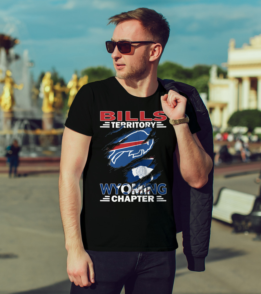 Bills Territory Wyoming Chapter Buffalo Bills Fan Club Wyoming State Flag T-Shirt