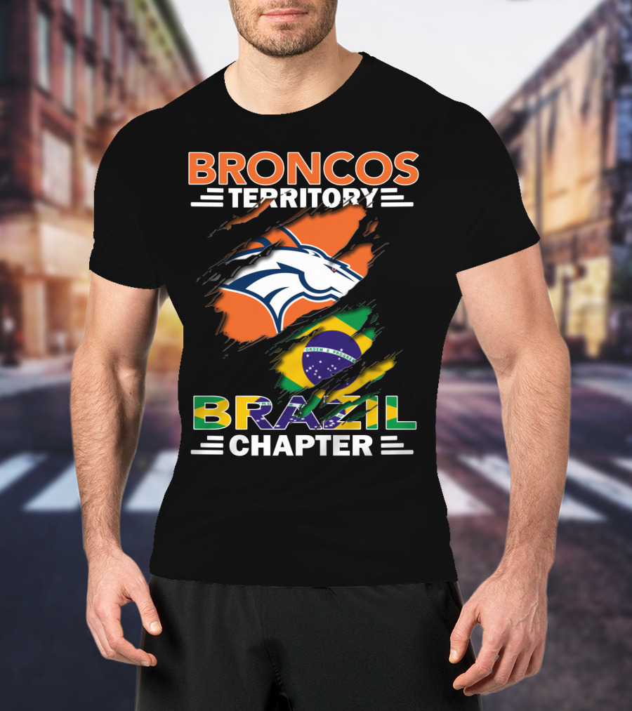 Broncos Territory Brazil Chapter NFL Fan Club Brazilian Flag T-Shirt