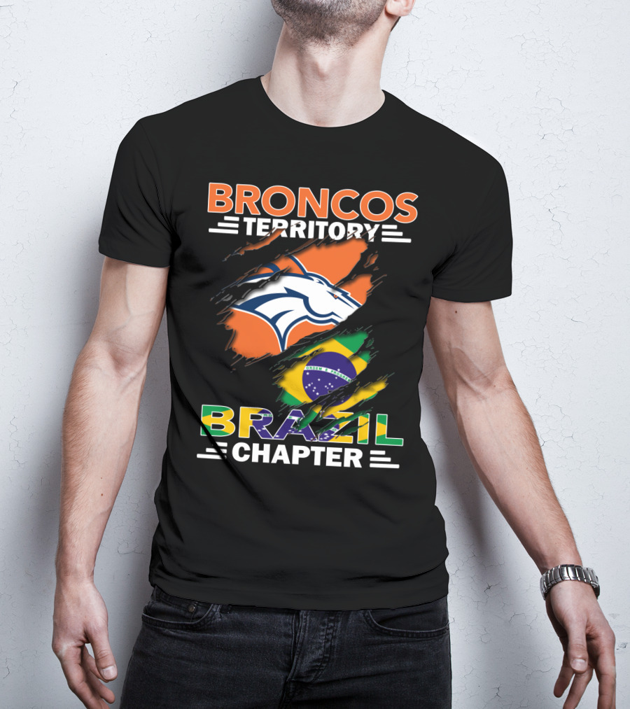 Broncos Territory Brazil Chapter NFL Fan Club Brazilian Flag T-Shirt