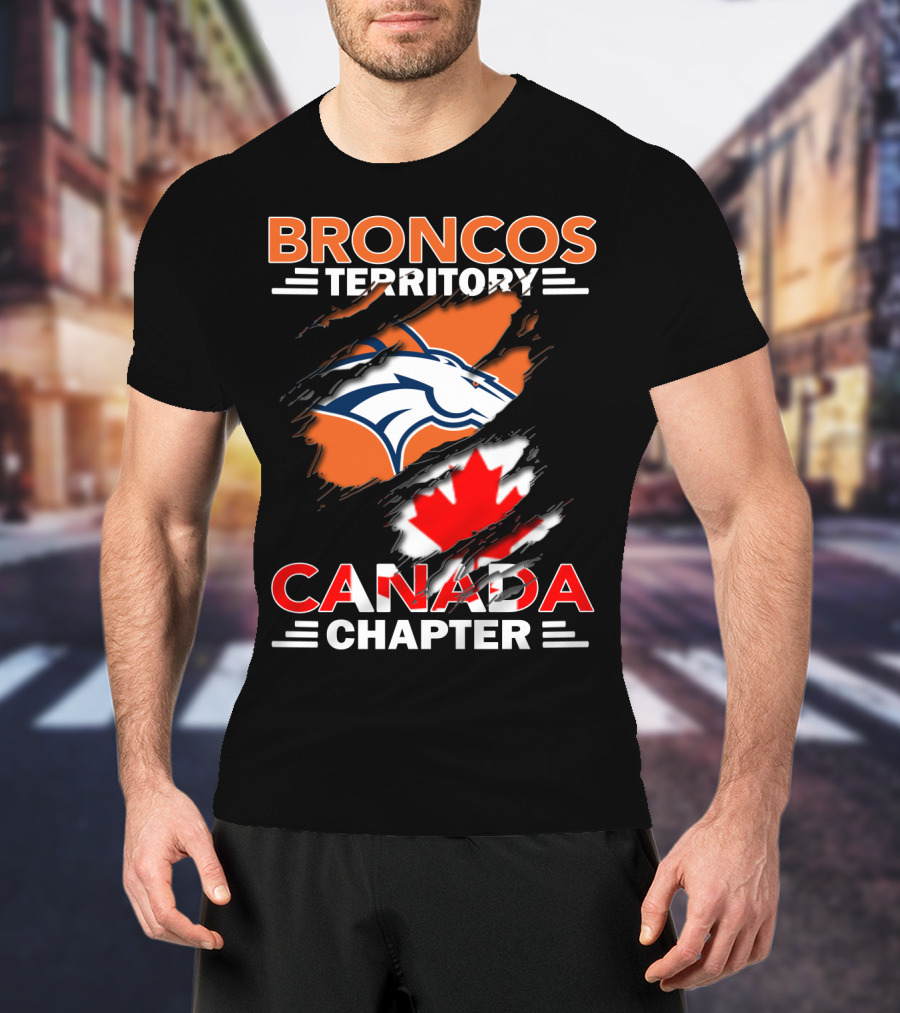 Broncos Territory Canada Chapter Logo With Maple Leaf And Horse Head T-Shirt
