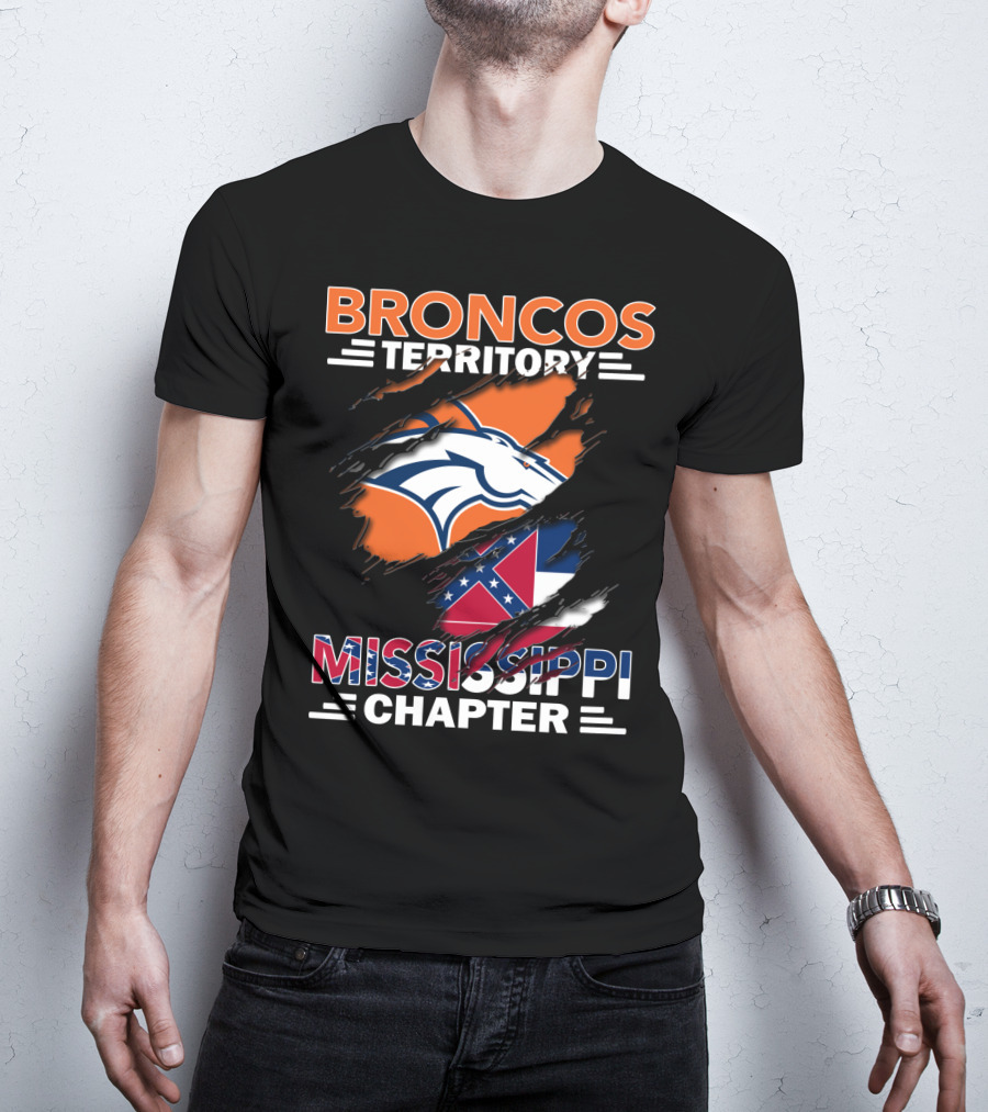 Broncos Territory Mississippi Chapter Mississippi Flag Broncos T-Shirt