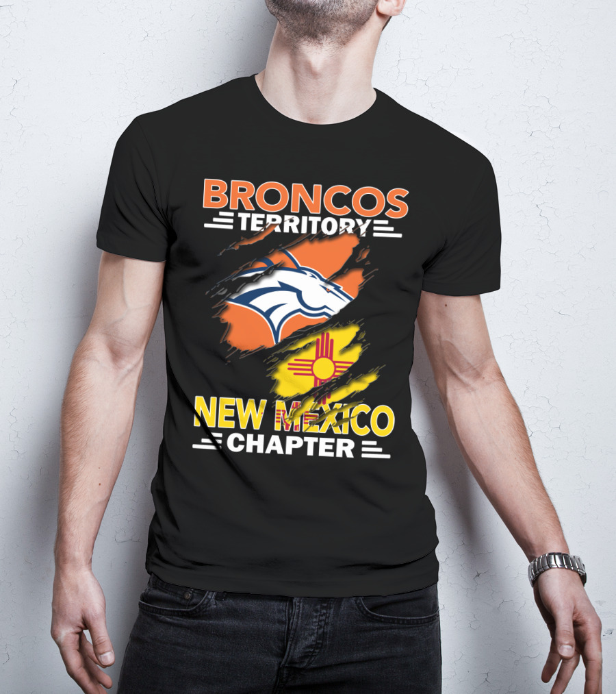 Broncos Territory New Mexico Chapter Ripped Logo And Zia T-Shirt