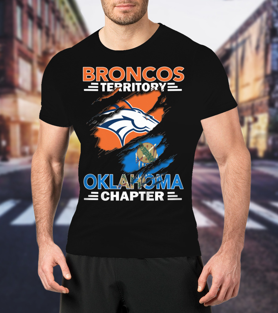 Broncos Territory Oklahoma Chapter NFL Logo And State Flag T-Shirt
