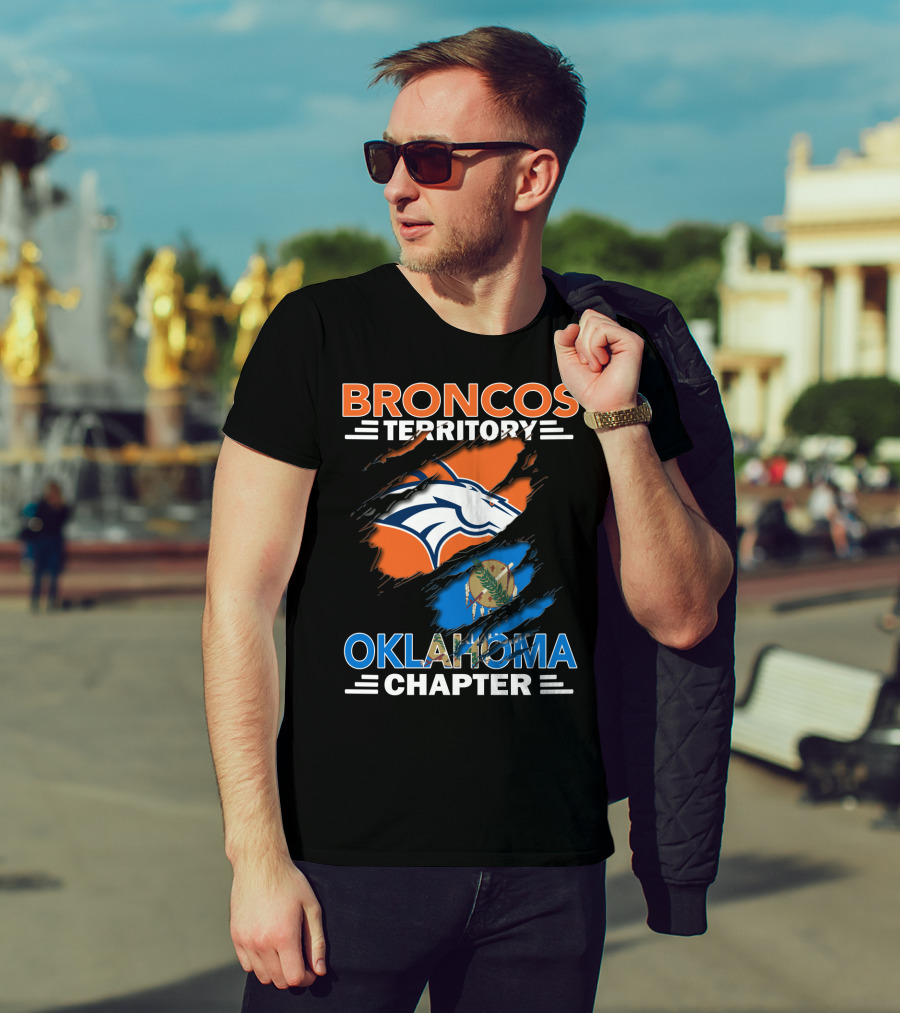 Broncos Territory Oklahoma Chapter NFL Logo And State Flag T-Shirt