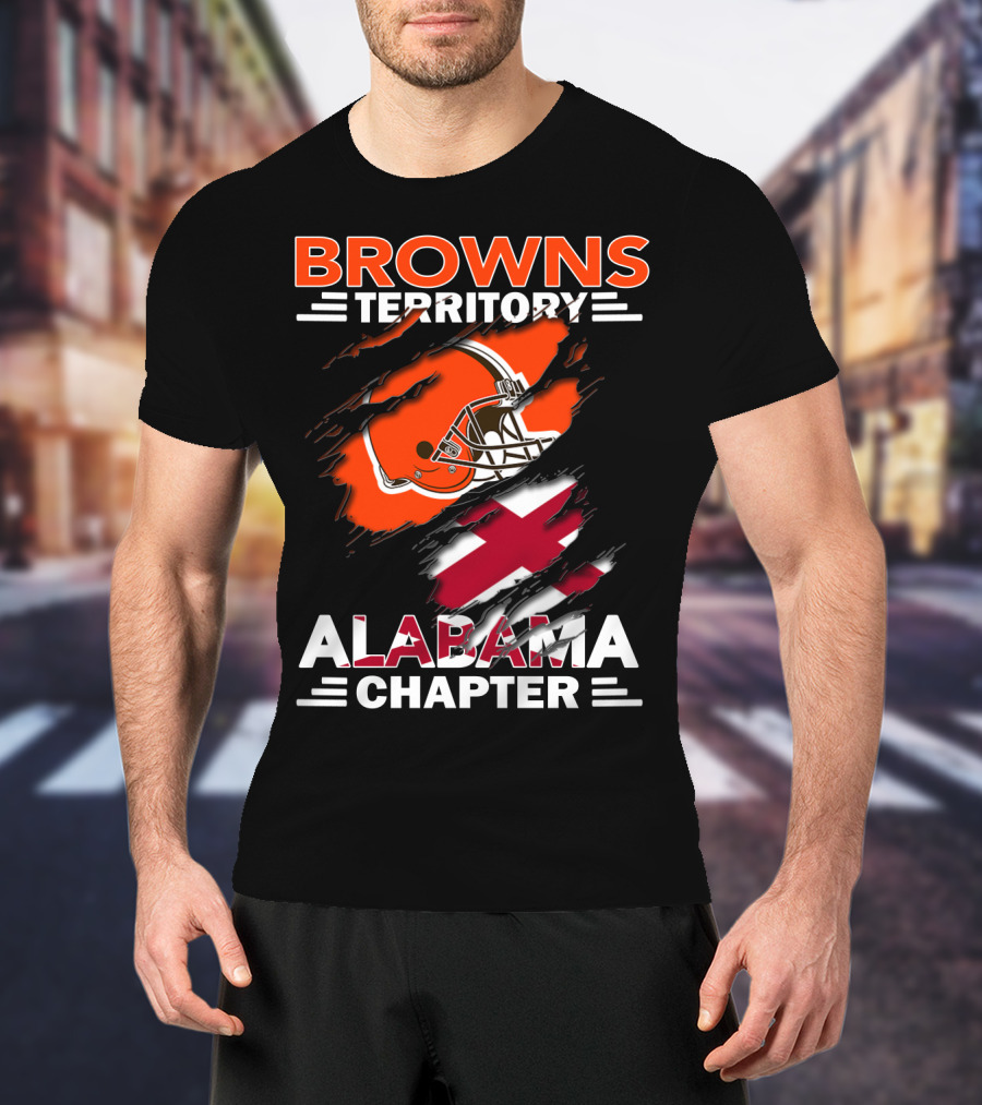 Browns Territory Alabama Chapter Football Helmet And Cross T-Shirt