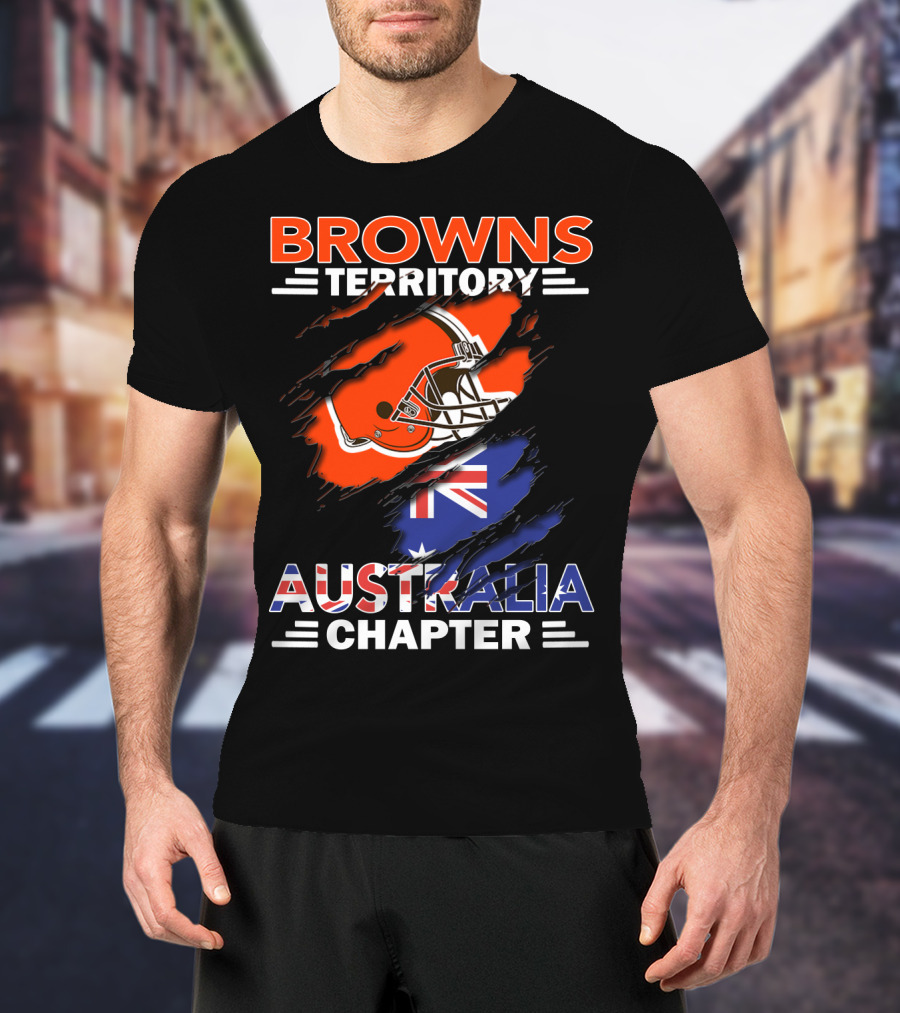 Browns Territory Australia Chapter Helmet With Flag T-Shirt