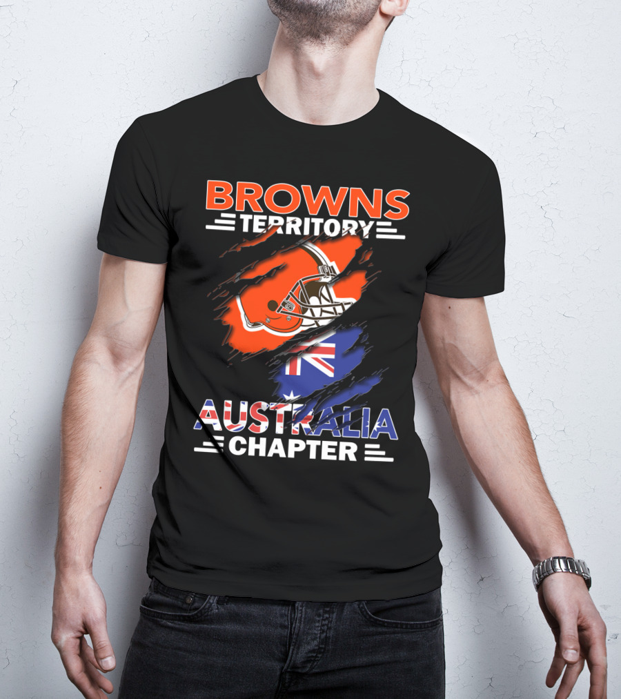 Browns Territory Australia Chapter Helmet With Flag T-Shirt