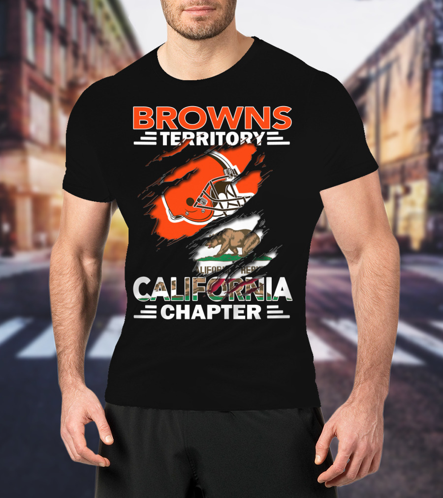 Browns Territory California Chapter Football Helmet Bear Flag Graphics T-Shirt