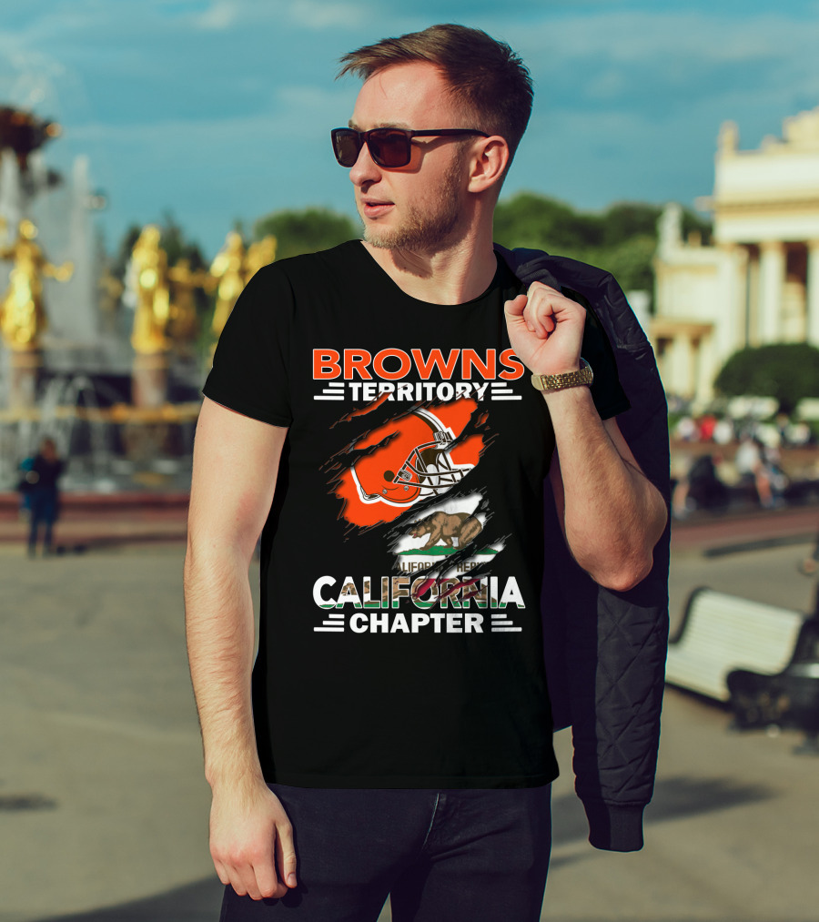 Browns Territory California Chapter Football Helmet Bear Flag Graphics T-Shirt