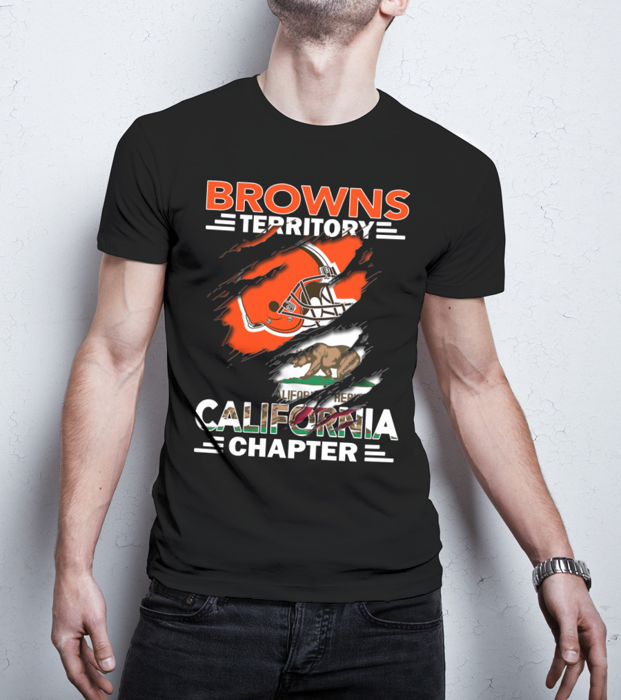 Browns Territory California Chapter Football Helmet Bear Flag Graphics T-Shirt