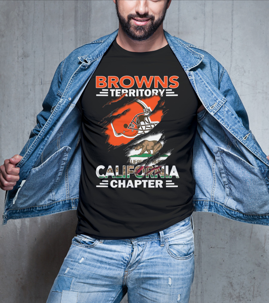Browns Territory California Chapter Football Helmet Bear Flag Graphics T-Shirt