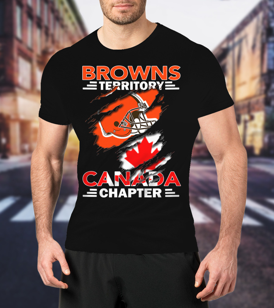 Browns Territory Canada Chapter Helmet And Maple Leaf T-Shirt