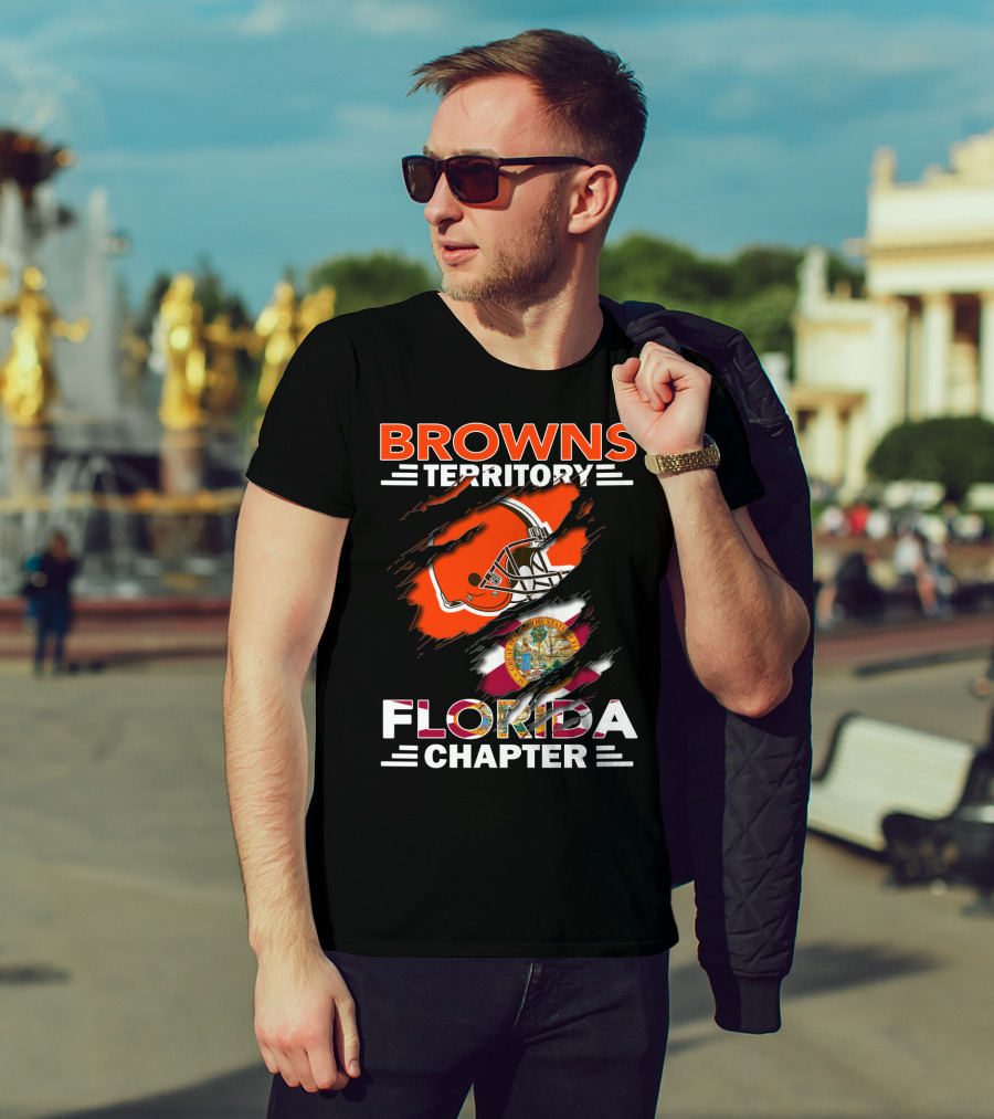 Browns Territory Florida Chapter Football Helmet And State Flag T-Shirt