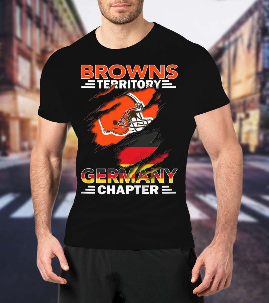 Browns Territory Germany Chapter Helmet And Flag T-Shirt
