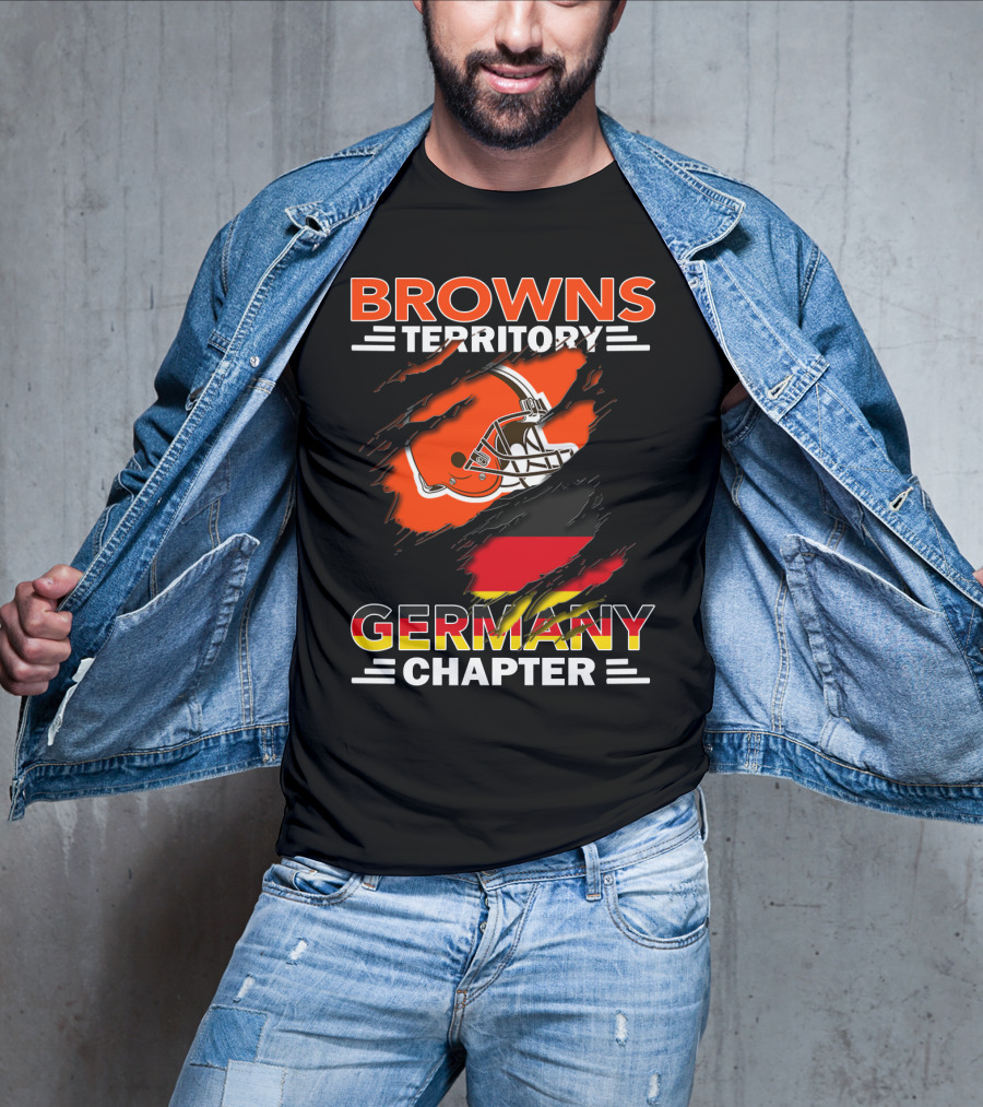 Browns Territory Germany Chapter Helmet And Flag T-Shirt