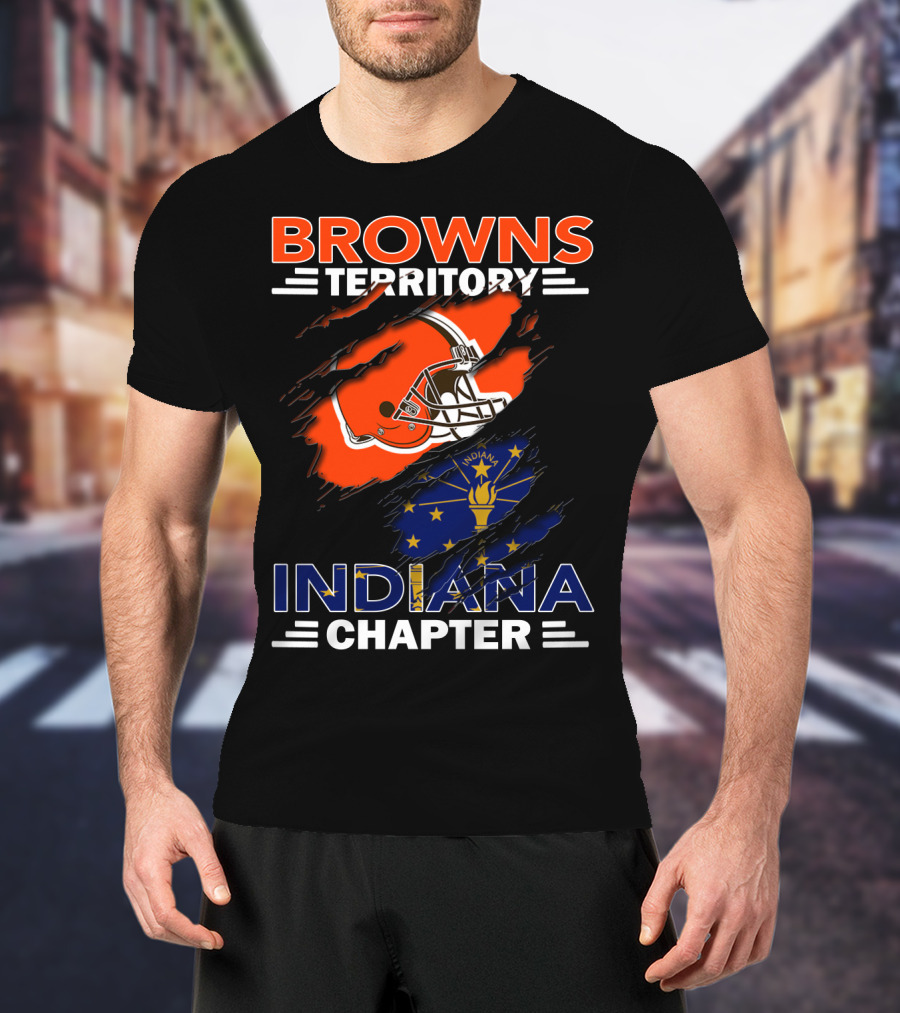 Browns Territory Indiana Chapter Helmet And Indiana Flag T-Shirt