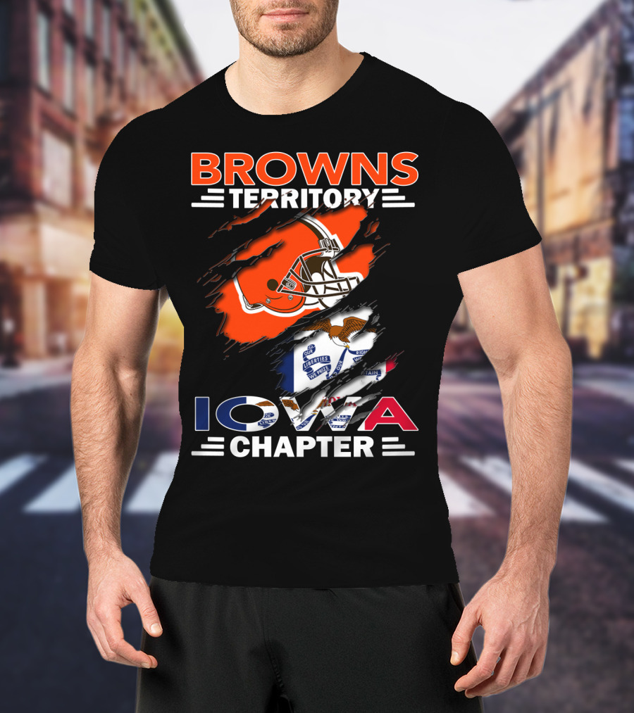 Browns Territory Iowa Chapter Helmet And Flag T-Shirt