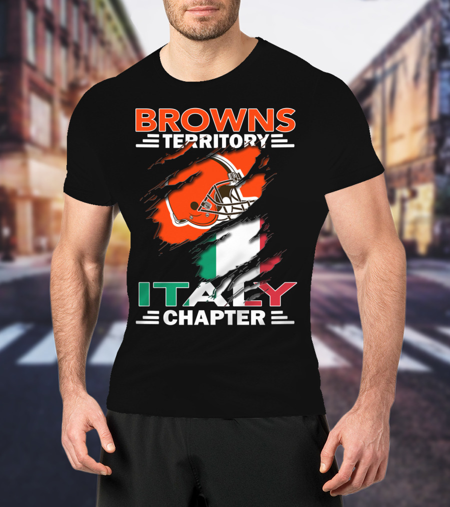 Browns Territory Italy Chapter Cleveland Football Helmet And Italian Flag T-Shirt