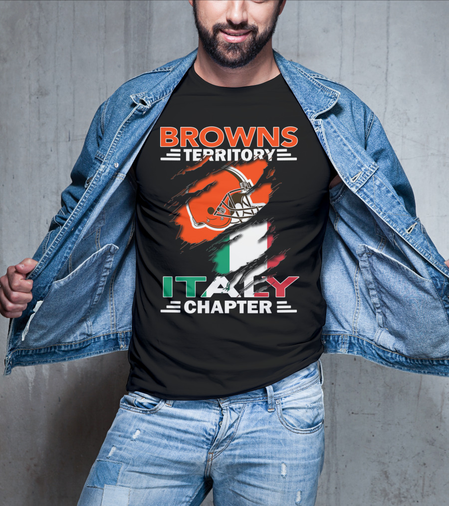 Browns Territory Italy Chapter Cleveland Football Helmet And Italian Flag T-Shirt