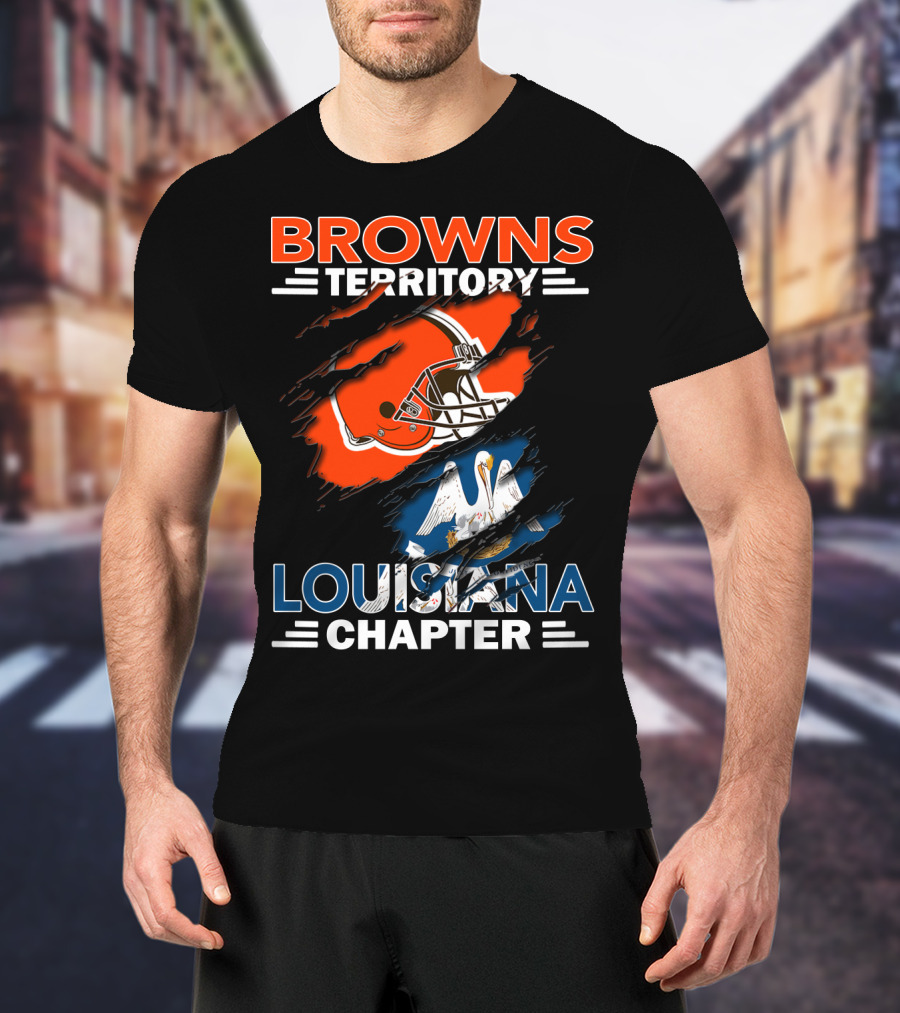Browns Territory Louisiana Chapter Football Helmet State Flag T-Shirt