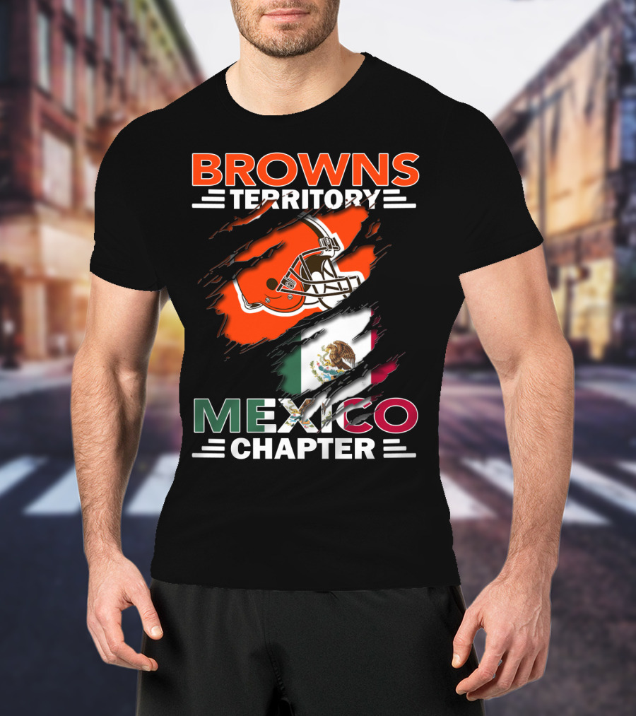 Browns Territory Mexico Chapter Cleveland Football Helmet Mexican Flag T-Shirt
