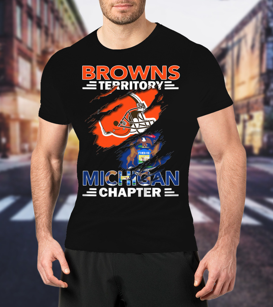 Browns Territory Michigan Chapter Helmet And State Emblem T-Shirt