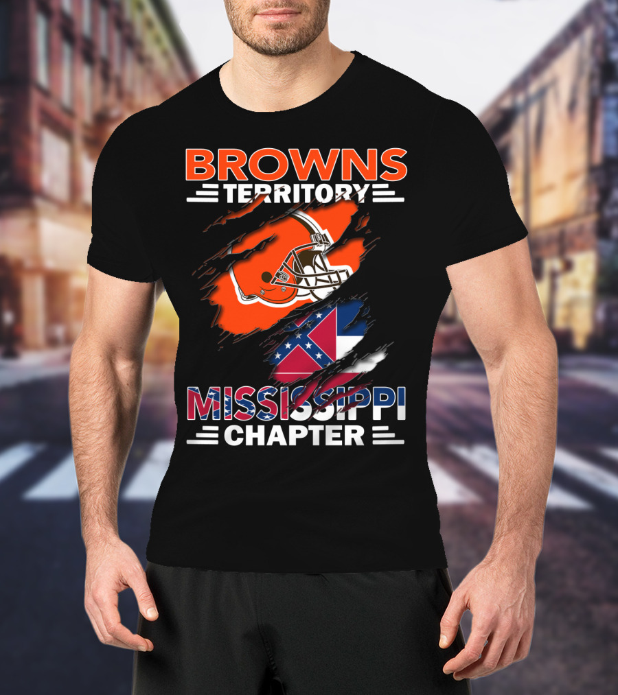 Browns Territory Mississippi Chapter Helmet And Flag T-Shirt