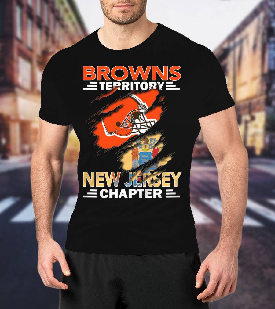 Browns Territory Football Helmet New Jersey Chapter State Flag T-Shirt