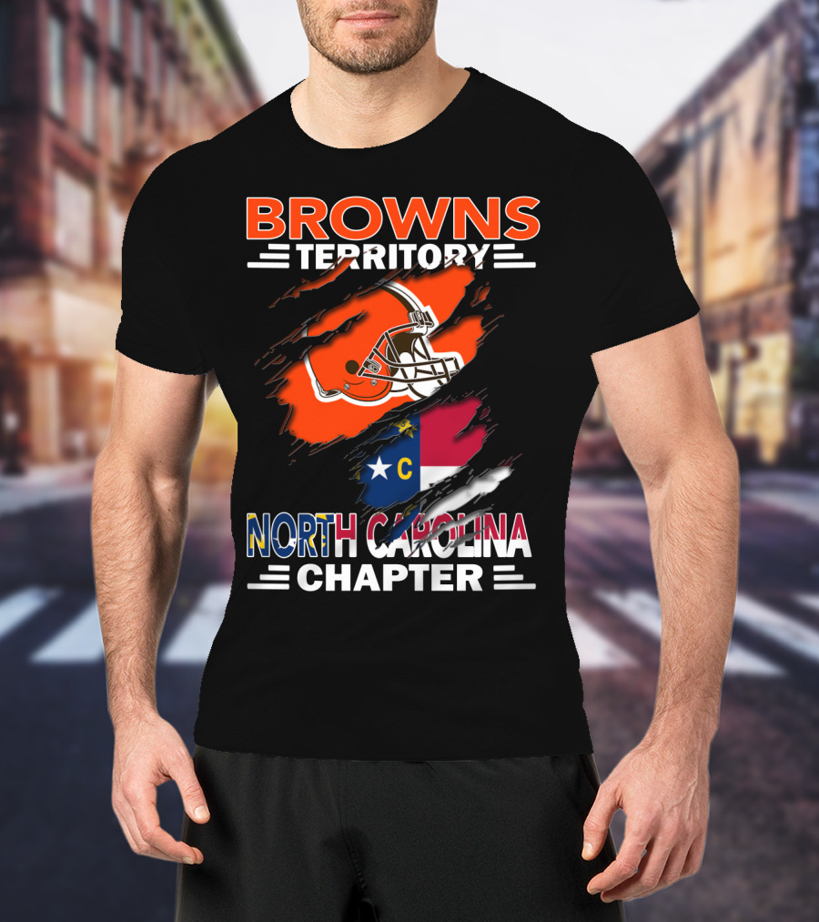 Browns Territory North Carolina Chapter Helmet And Flag T-Shirt