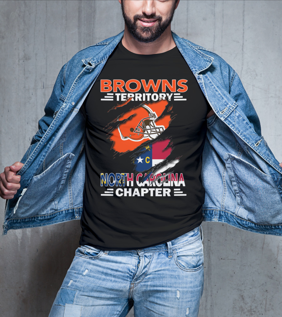 Browns Territory North Carolina Chapter Helmet And Flag T-Shirt
