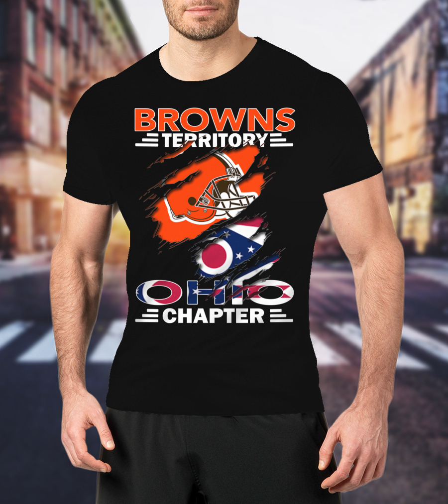 Browns Territory Ohio Chapter Helmet Flag T-Shirt
