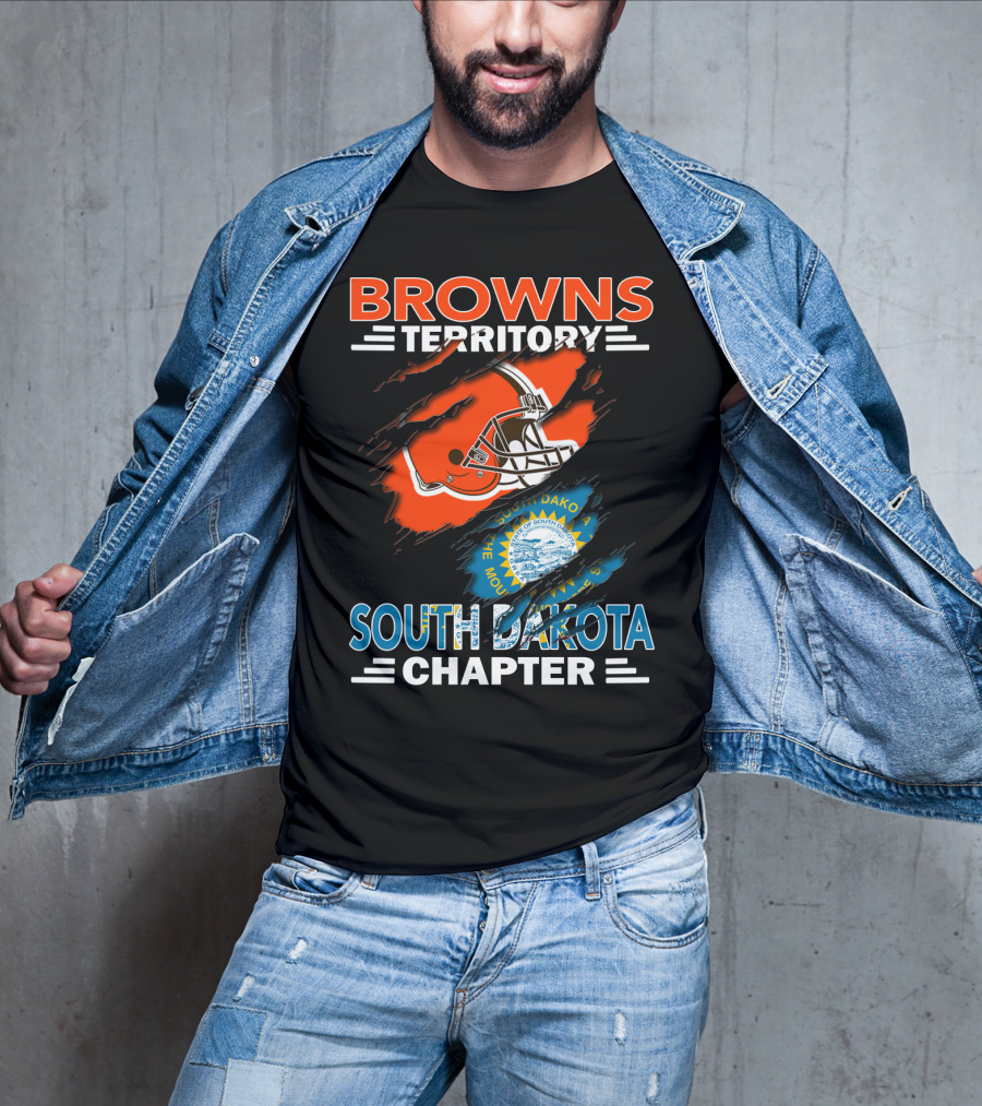 Browns Territory Football Helmet South Dakota Chapter State Seal T-Shirt