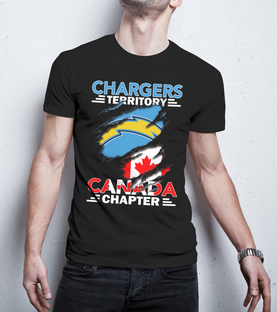 Chargers Territory Canada Chapter Lightning Bolt Canadian Flag T-Shirt
