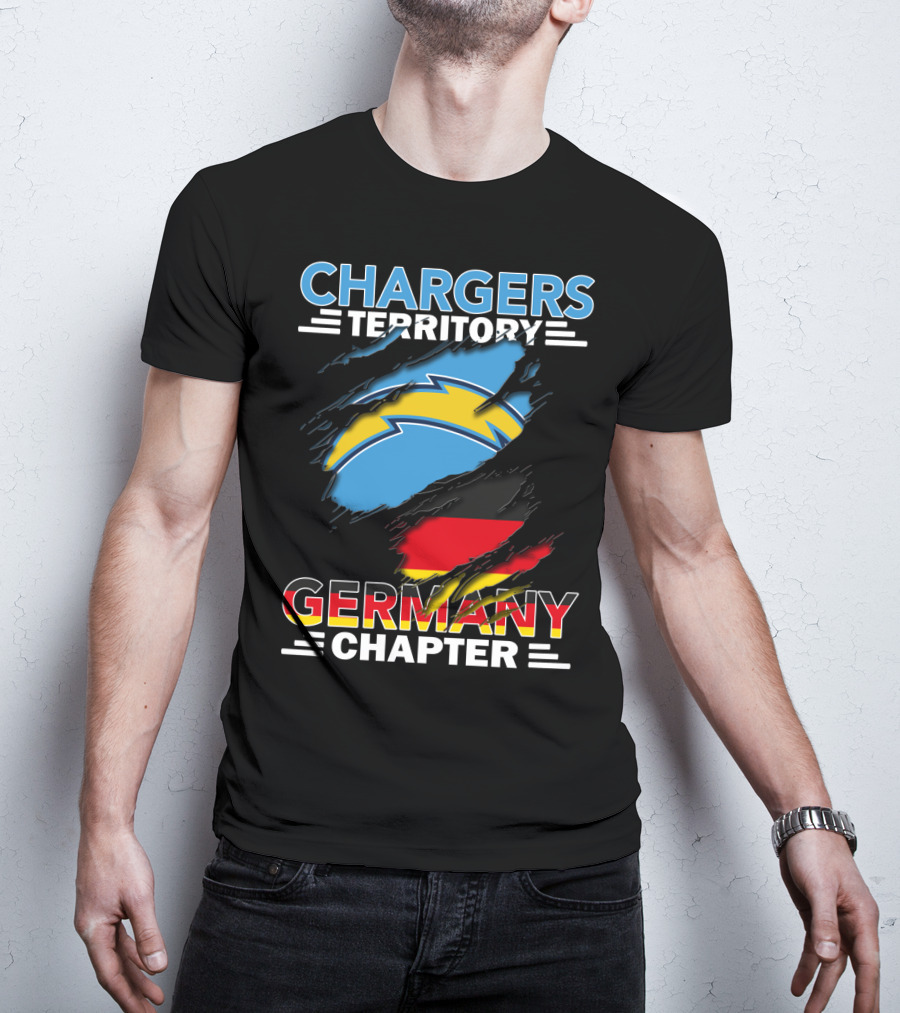 Chargers Territory Germany Chapter Germany Flag And Bolt T-Shirt