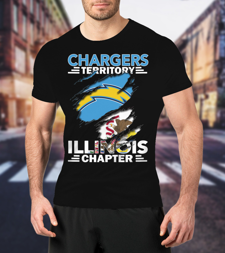Chargers Territory Illinois Chapter State Flag Bolt T-Shirt