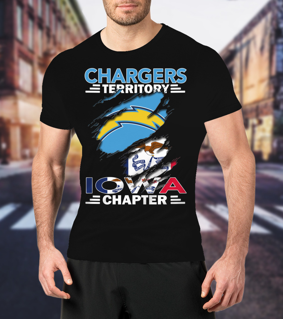 Chargers Territory Iowa Chapter NFL Logo With State Flag Elements T-Shirt