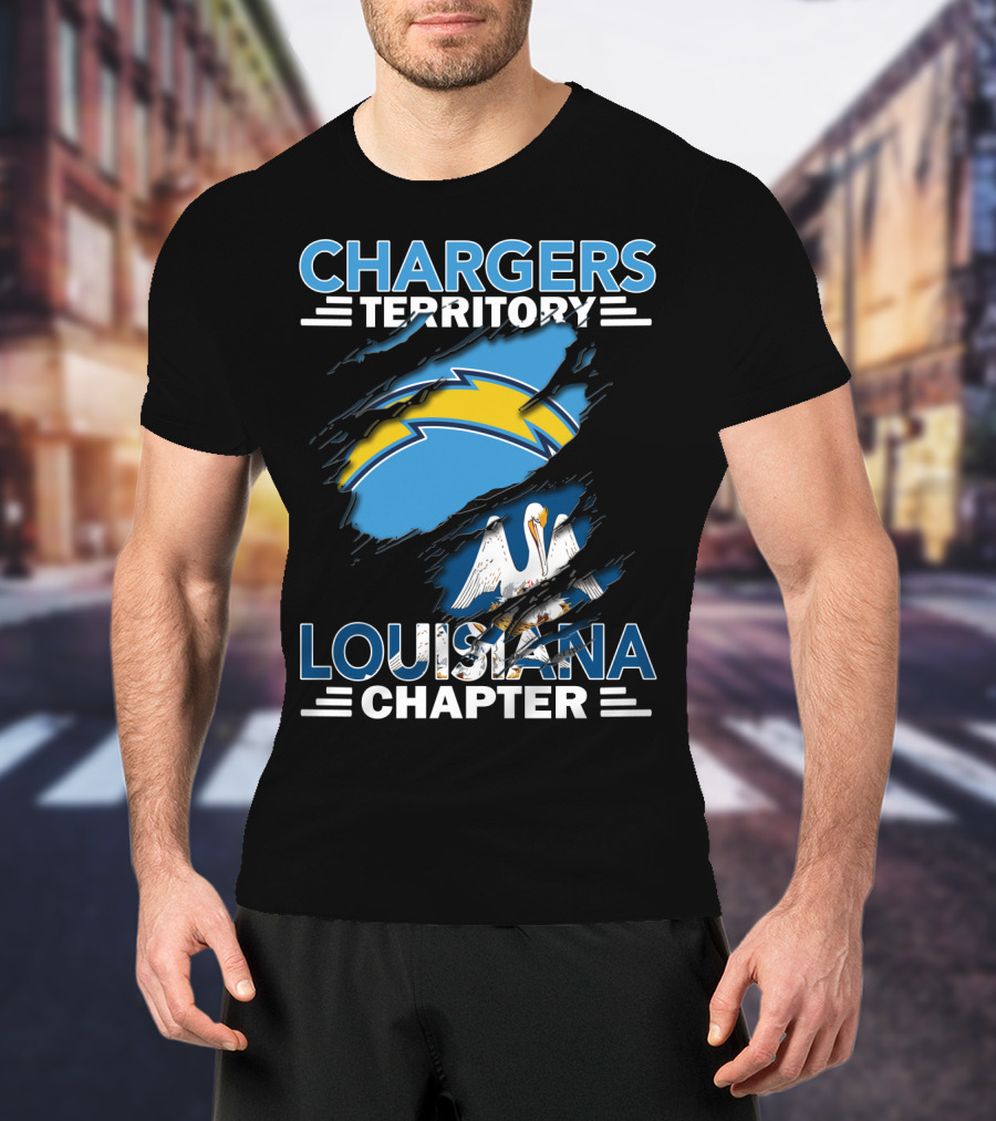 Chargers Territory Louisiana Chapter Pelican And Lightning Bolt T-Shirt