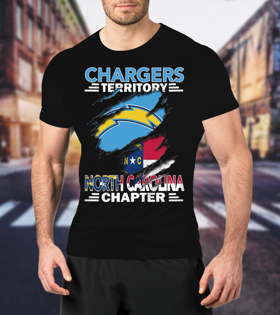 Chargers Territory North Carolina Chapter Logo With State Flag And Team T-Shirt