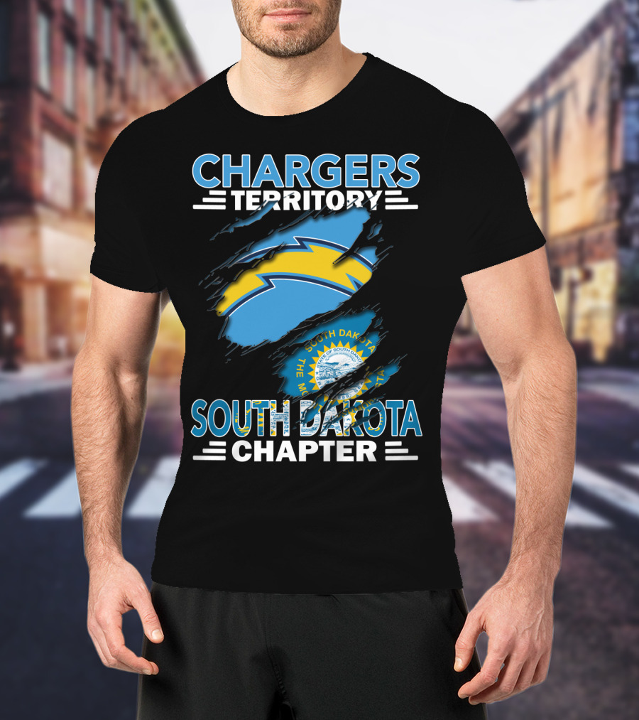 Chargers Territory South Dakota Chapter State Flag Lightning Bolt T-Shirt
