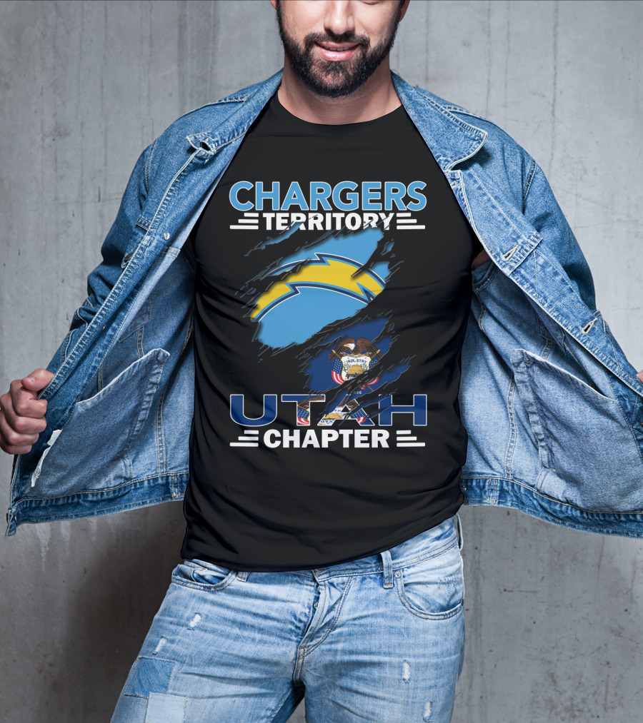Chargers Territory Utah Chapter Ripped Flag T-Shirt