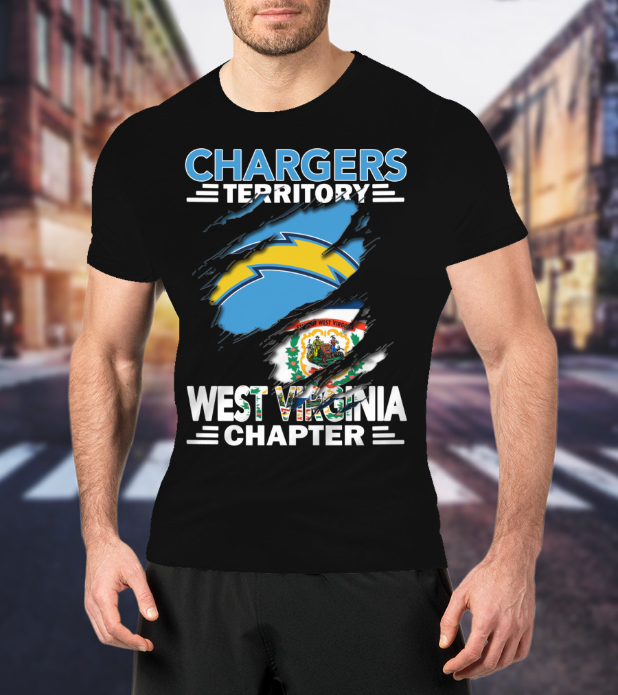 Chargers Territory West Virginia Chapter Torn Flag T-Shirt