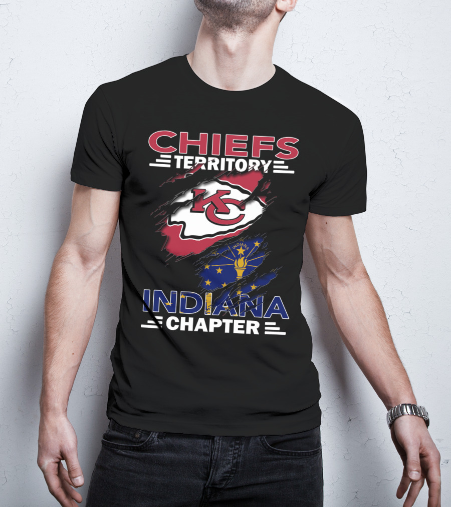 Chiefs Territory Indiana Chapter KC Logo And Indiana State Flag T-Shirt