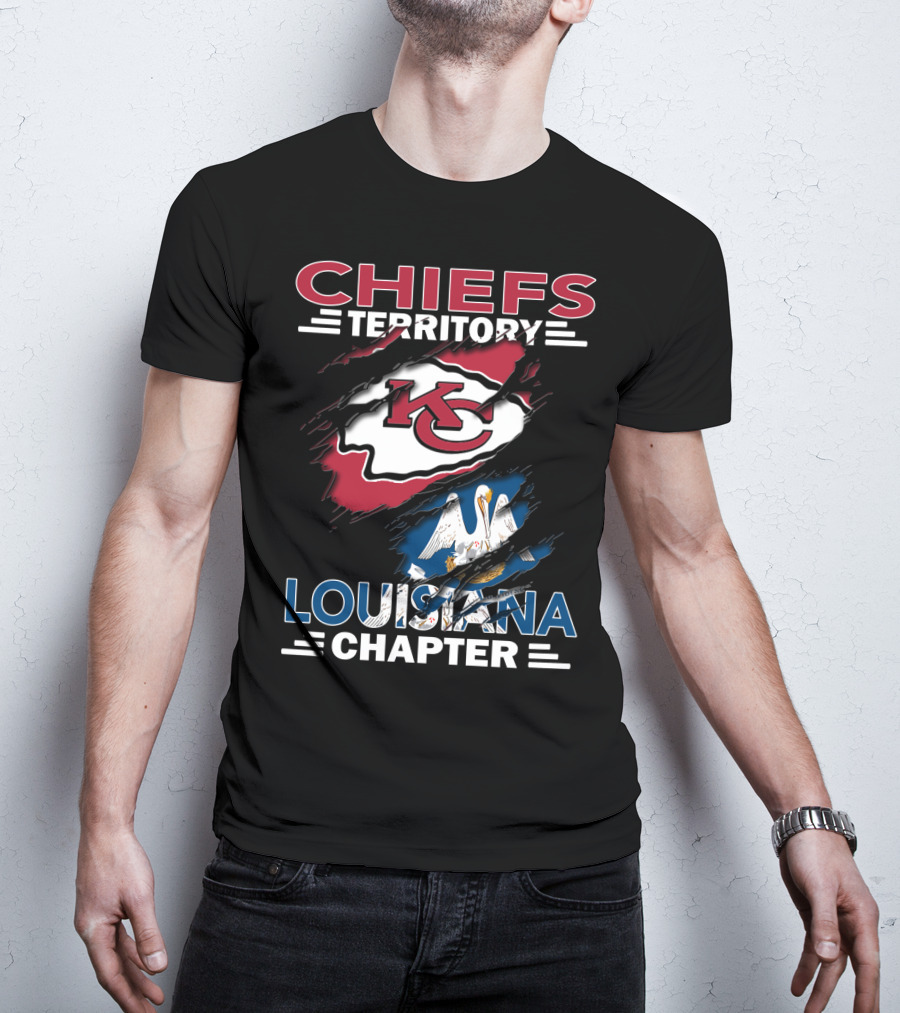 Chiefs Territory Louisiana Chapter KC Logo And State Flag T-Shirt